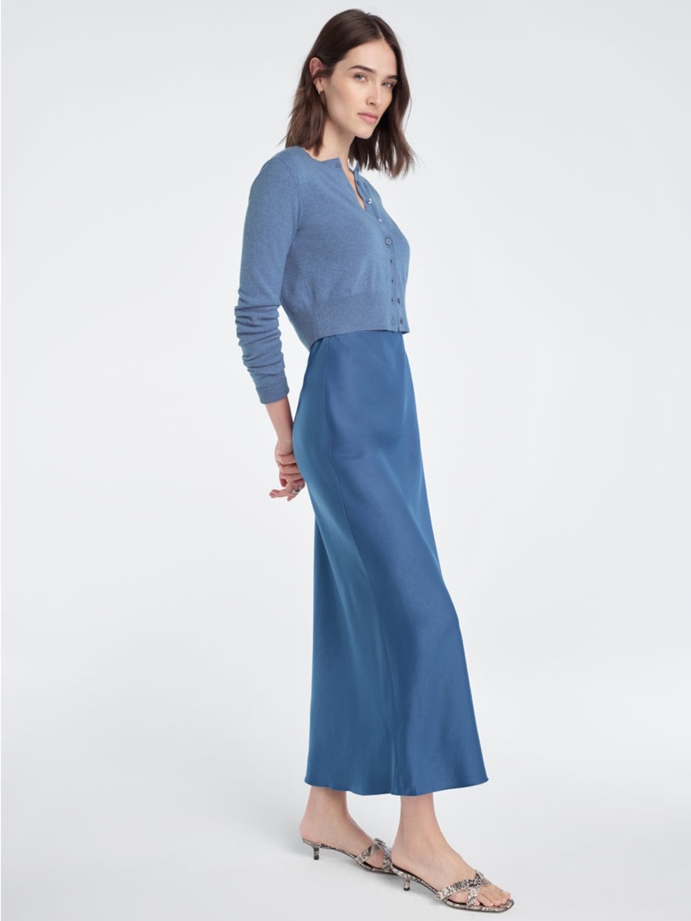 Favorite Daughter Blue Satin Maxi Skirt - Picture 2 of 4